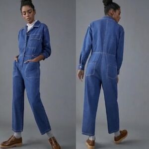 Anthropologie x Mare Mare | Aya Denim Utility Jumpsuit Large Blue